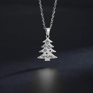 Stainless Steel Christmas Necklace Simple Elk Christmas Tree Snowflake Pendant
